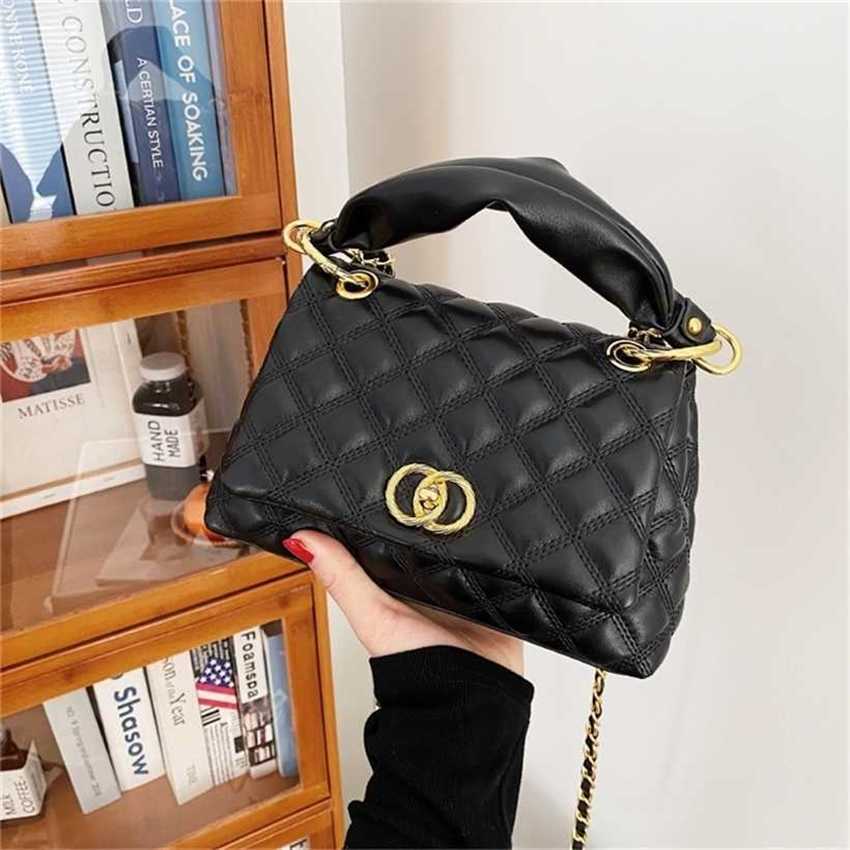 

22% OFF Handbag High quality 2023 new bag Small texture women's popular Lingge Chain Handbag Shoulder Messenger, Black4