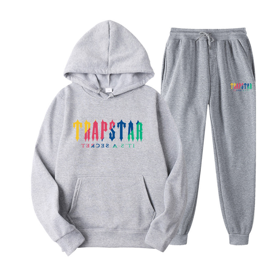 

tracksuits letter-printed mens and womens Trapstar multi color two-piece loose hoodie pants jogging suit 72RK, 13