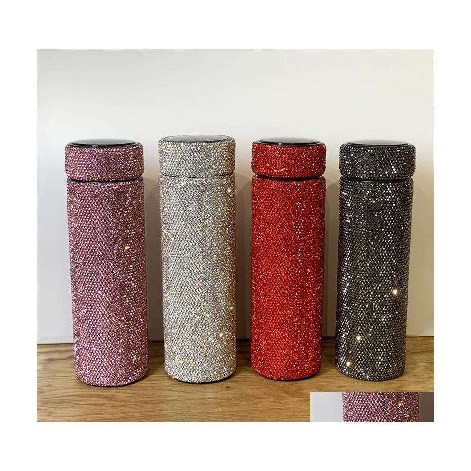 

Water Bottles 500Ml Led Temperature Display Diamond Thermos Coffee Mug Drinking Bottle Stainless Steel 304 Vacuum Flask Tea 201221 D Dhne2, As show