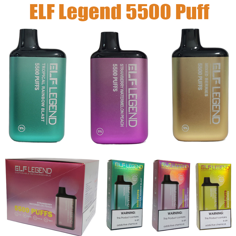 

ELF Legend 5500 Puff Electronic Cigarettes vapes disposables 13ml vaper desechable 650mah Rechargeable Battery Mesh Coil cigarrillos desechables