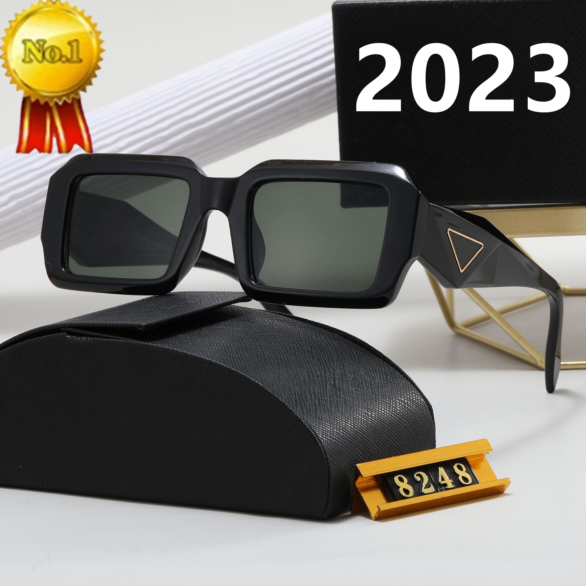 

2023 Fashion Designer Square Sunglasses Classic Eyeglasses Goggle Outdoor Beach Sun Glasses For Man Woman Large Frame Optional Triangular signature