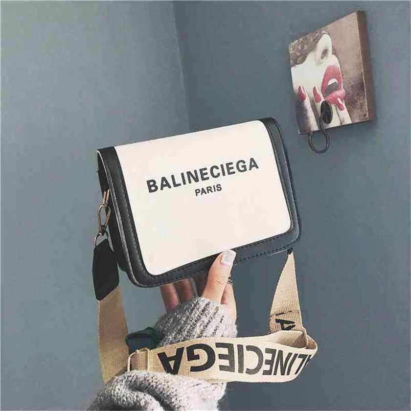 

32% OFF Handbag High quality 2023 new bag Small women's wide shoulder belt color contrast letter small square Korean summer chic Shoulder Messenger, White