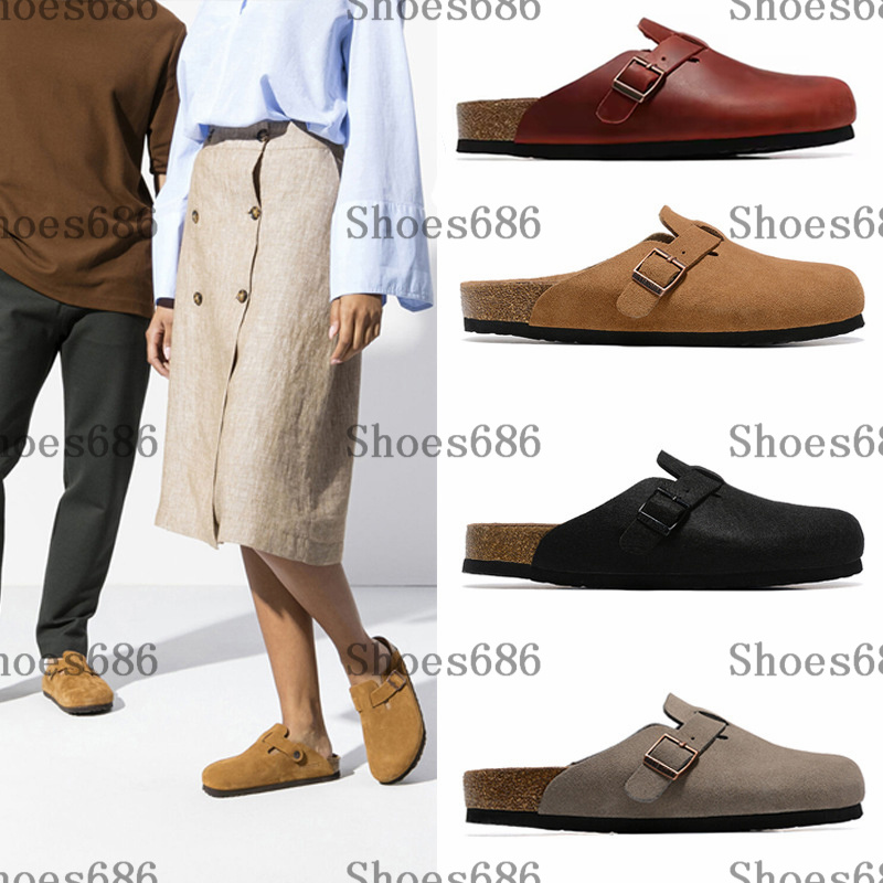 

2023 Designer Boston Spring Summer Cork Flat Slippers Fashion Leather Slide Favourite Beach Sandals Casual Shoes Clogs Women Men Arizona Sandals Boken Shoes, Extra shipping fee