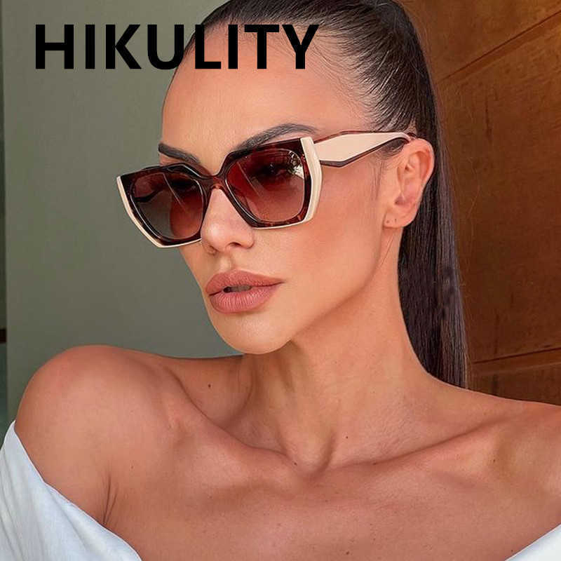 

Sunglasses Vintage Oversized Square Patchwork Cat Eye Sunglasses For Women New Fashion Brand Beige Leopard Print Sun Glasses Female Shades W230209