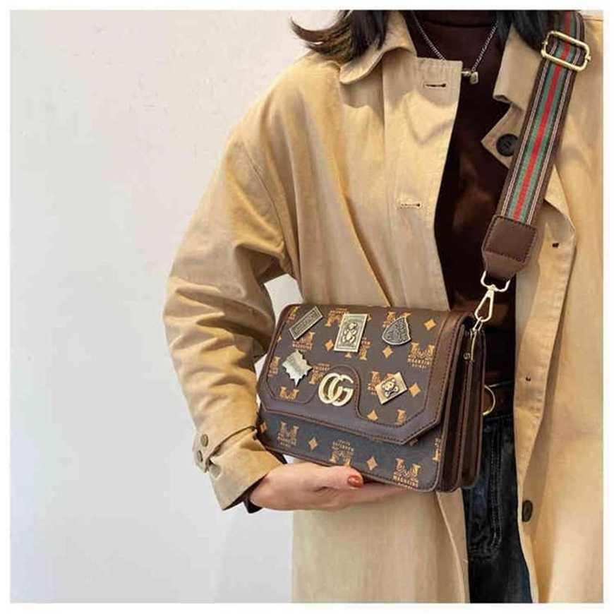 

26% OFF Handbag High quality 2023 new bag female printed letter broadband square, M brown