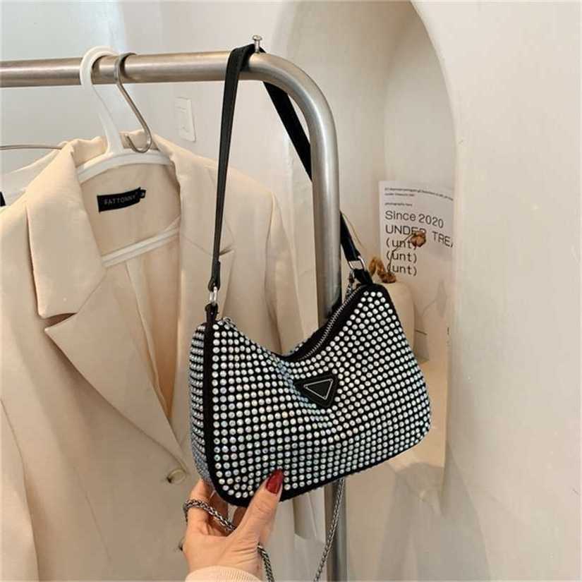 

10% OFF Handbag High quality 2023 new bag Korean version shoulder diagonal span bright drill underarm leisure chain women's dumpling mobile phone, Black6