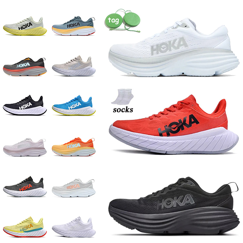 

Outdoor Running Shoes Mens Women Hoka Bondi 8 Clifton Kawana Challenger Sneakers lifestyle Shock absorption Sports Trainers Carbon X 2 hokas shoe Clifton 8, Bondi 8 (2) tripe white