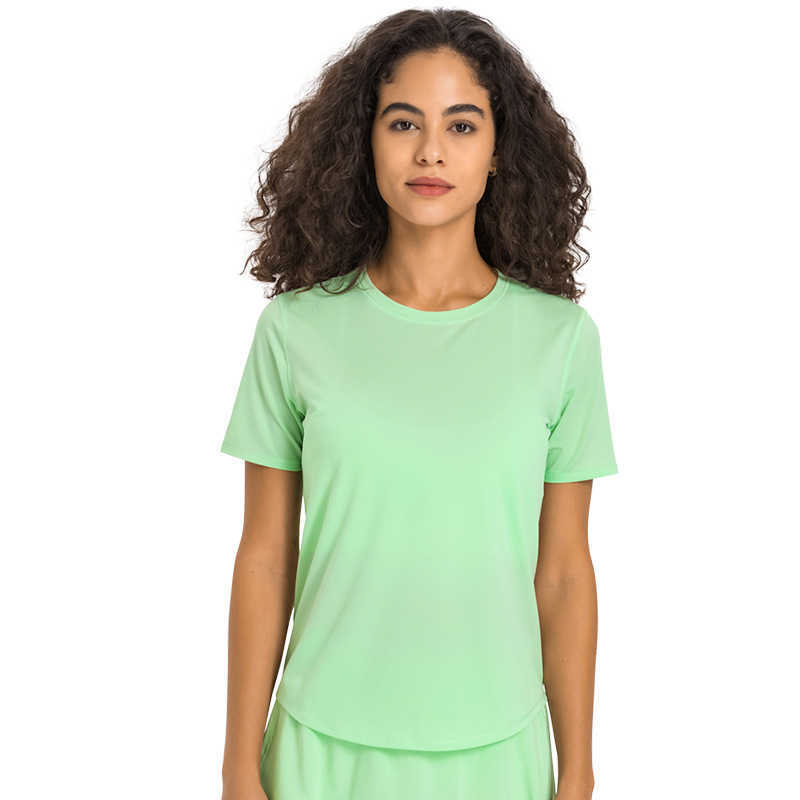 

L-333 Yoga Sports T-shirt Gym Clothes Women's Shirt Quick-drying Breathable Running Fitness Sports Tennis Top, White