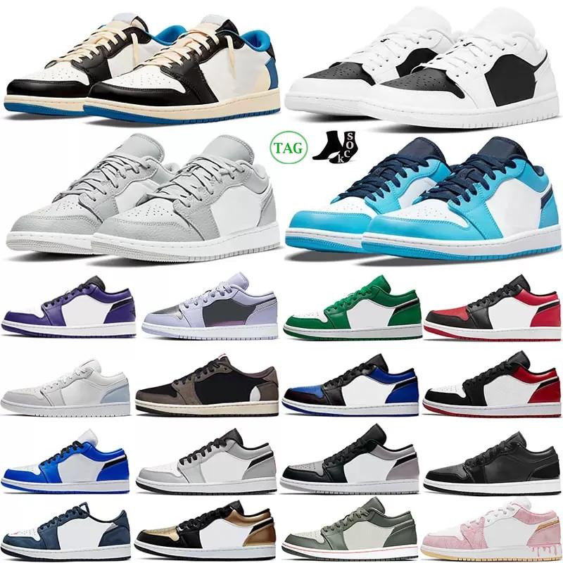 

2023 Jumpman 1 Men Women Low basketball shoes OG 1S Triple White Shadow designer University Blue UNC Black Bred Toe Light Smoky Grey mens sneakers Eur 36-48