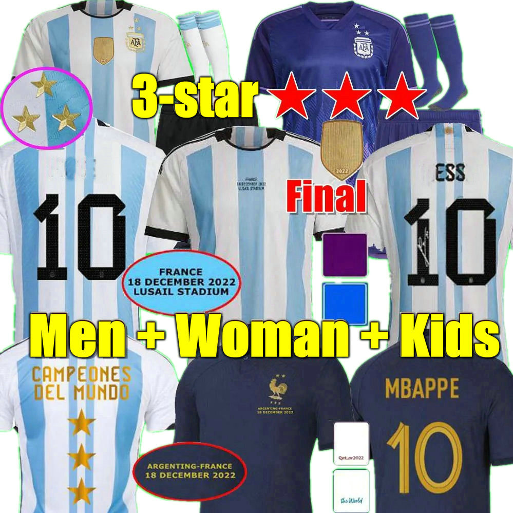 

Signed 3 star soccer Jerseys final 2022 2023 Argentina 22 23 ALVAREZ DI MARIA DE PAUL kids Men women football shirt Fan player MBAPPE GRIEZMANN Frenches GIROUD, Home adult final