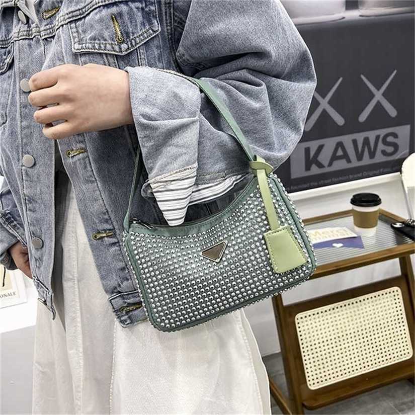 

10% OFF Handbag High quality 2023 new bag women spring and summer armpit Rhinestone shoulder simple portable women's, White6