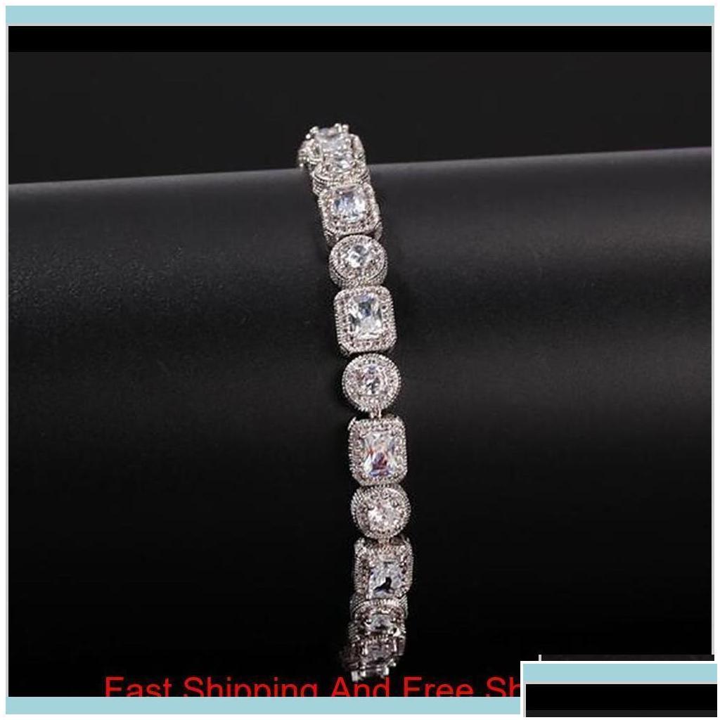 tennis bracelets jewelrymen square round mixed diamonds bling tenns bracelet gold sier 8inch 8mm simulate dimonds bangles braceles r0vkj