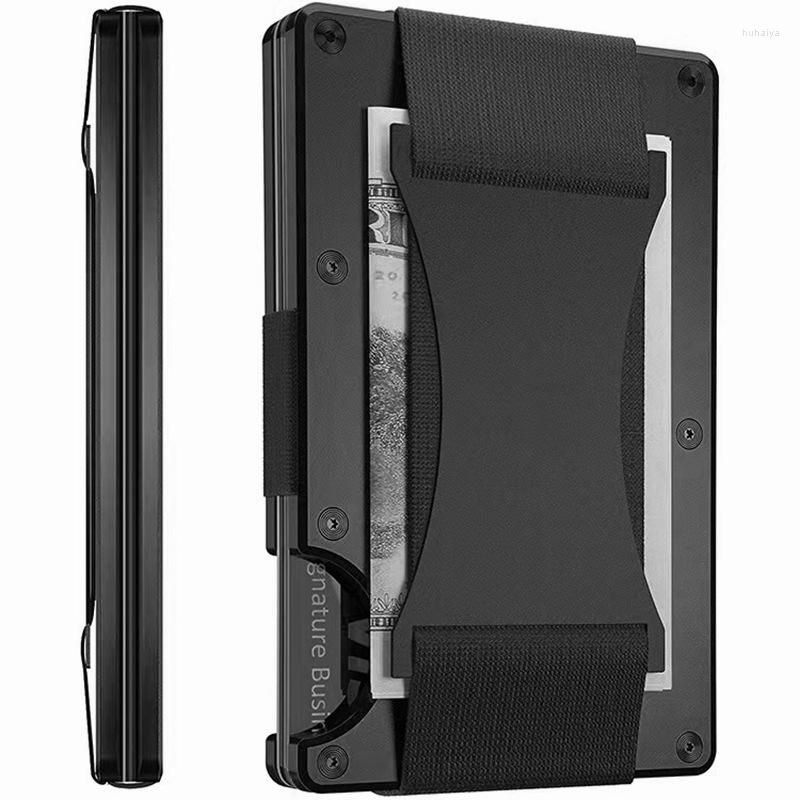 

Card Holders Mens Slim Ridge Male Wallets Aluminum Carbon RFID Metal Purses Designer Case Carteira Masculina Holder, Black 3