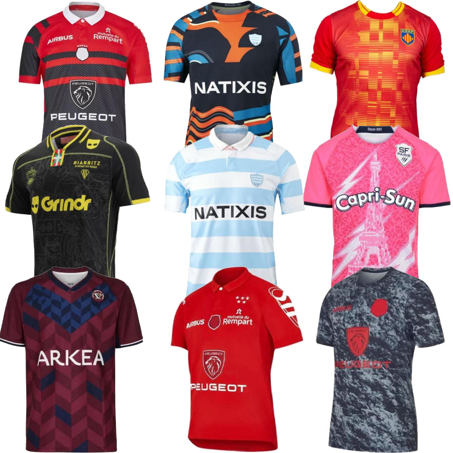 

2022 2023 BIARRITZ Racing 92 rugby jerseys Maillot Stade Francais Paris Union Toulouser Bordeaux Begles home away Perpignan Ernest Wallon Warm Up S-5XL, Wine red