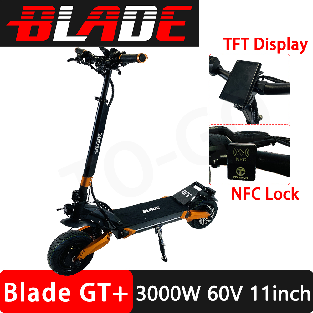 

BLADE GT Electric Scooter TEVERUN 11inch VACUUM Tyre Self-repair 1500W*2 3000W 60V 30Ah Dual Motor Foldable