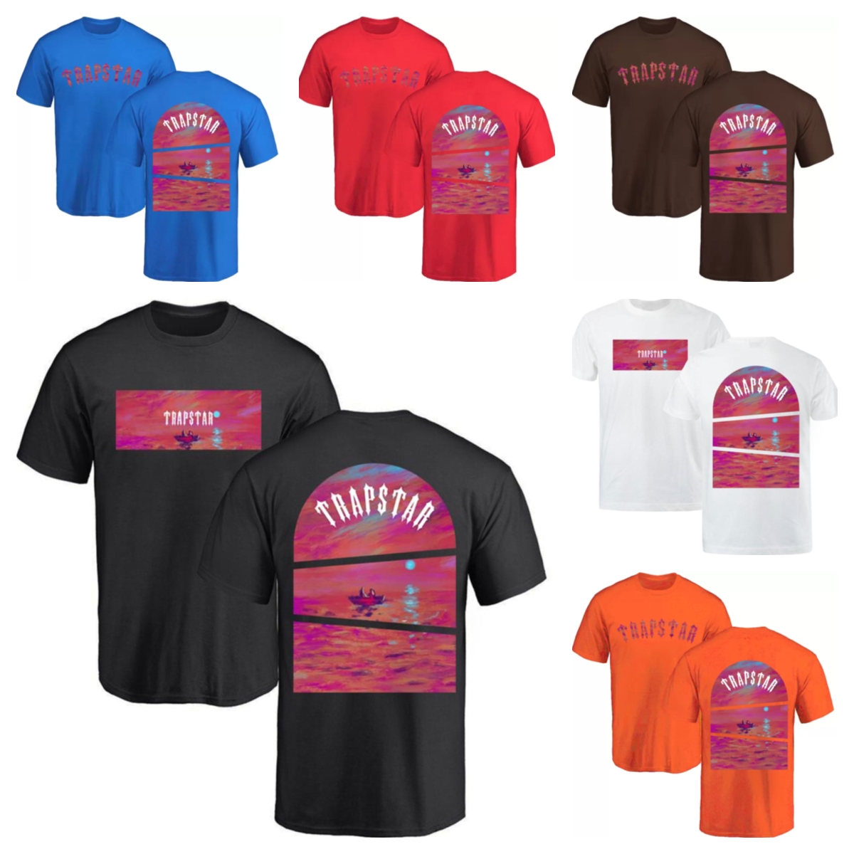 

2023 NEW Mens Trapstars t Shirt Short Sleeve Print Outfit Chenille Trapstar Tracksuit Black Cotton London Streetwear S-2XL OSO#, White