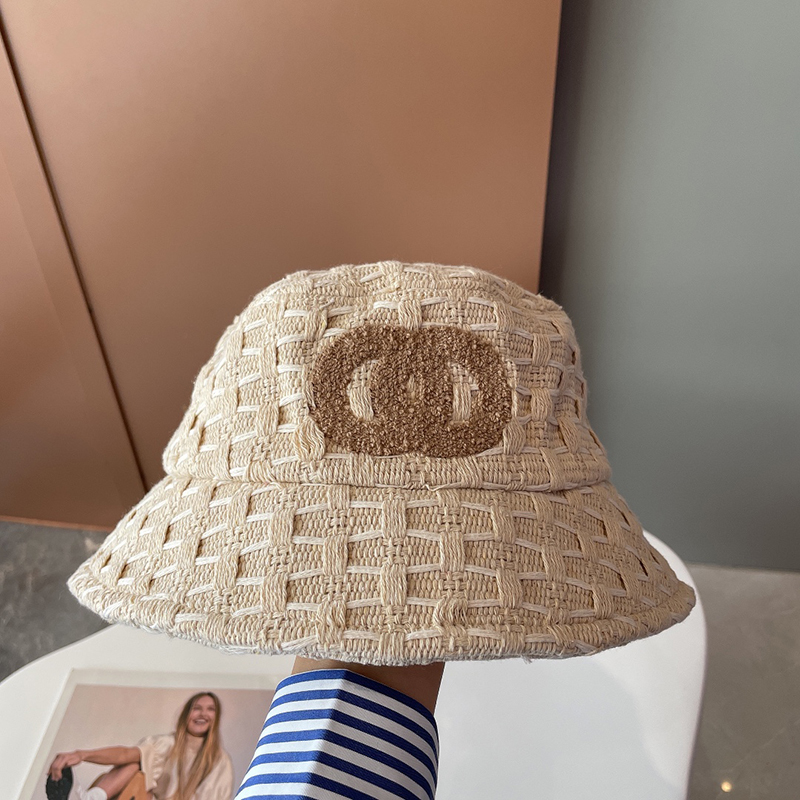 

Womens Designer Knitted Bucket Hat Fashion Sun Fisher Hat For Men Woman Luxurys Beach Hats Bonnet Beanies Straw Hat Baseball Cap 2302084BF, Brown