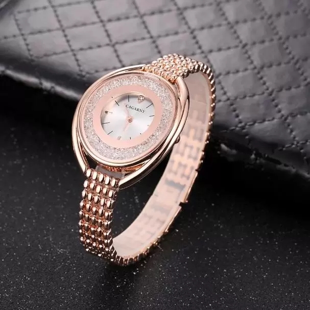 

Cagarny Quartz Watch For Women Top Fashion Womens Wrist Watches Female Clock Silver Bracelet Crystal Wristwatches, Split
