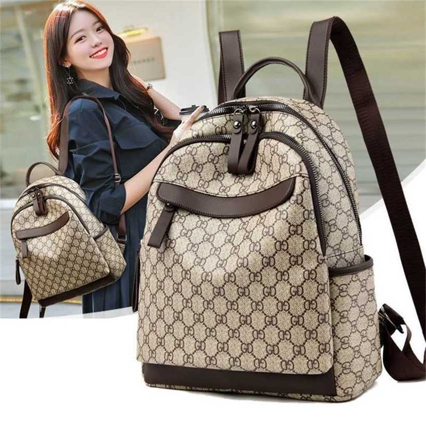 

22% OFF Handbag High quality 2023 new bag printed women's Korean version soft leather simple leisure travel backpack women, Coffee trumpet (29 by 27)