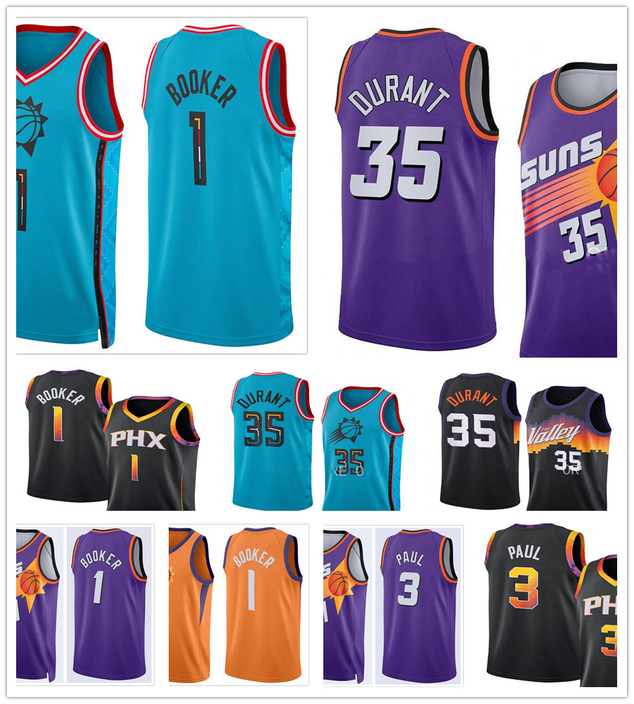 

2022-23 Phoenix''Suns''Men's Turquoise Kevin 35 Durant Basketball Jerseys Chris 3 Paul Devin 1 Booker Deandre 22 Ayton Purple White Black Edition Mens Women Kids Youth