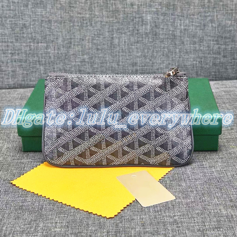 

Woman Pochette Mini Wallet coin purses bag cards holder Womens mens Designer with box luxury cardholder keychain Leather card holders zipper small wallets key pouch, Light blue