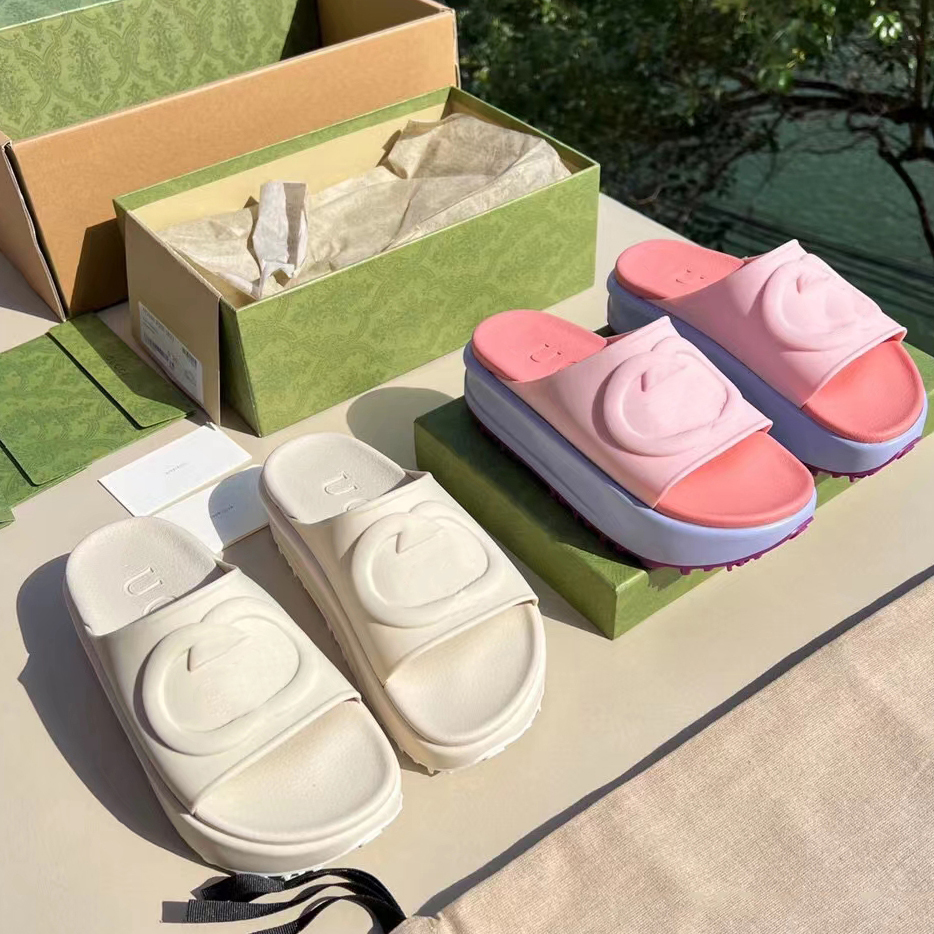 

Slippers Sandals and slippers Slides Macaron color Italian solid color thick bottom rubber soft leather cross buckle black pink women's slippers, #4