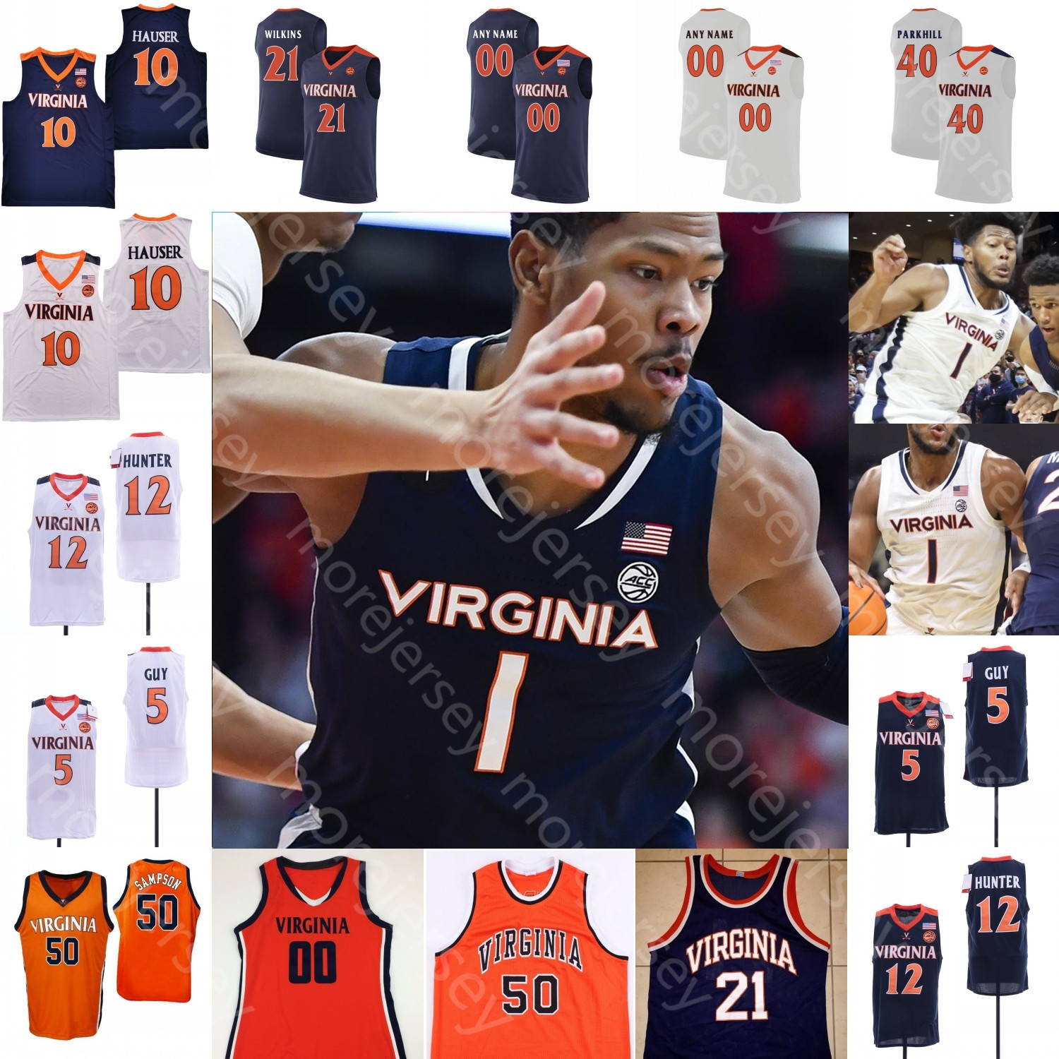

Custom Virginia Basketball Jersey NCAA College Armaan Franklin Kihei Clark Jayden Gardner Reece Beekman Ben Vander Plas Kadin Shedrick McKneely Sampson Guy Hunter, White