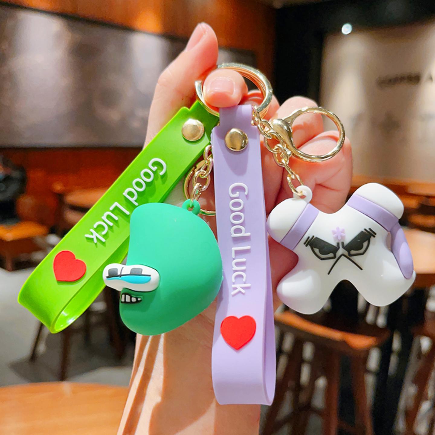

Anime Around Figures 3D Letter Doll Key Ring Charm Cute Keychain Charm Children's Enlightenment Cartoon Bag Charm Decorations, A3