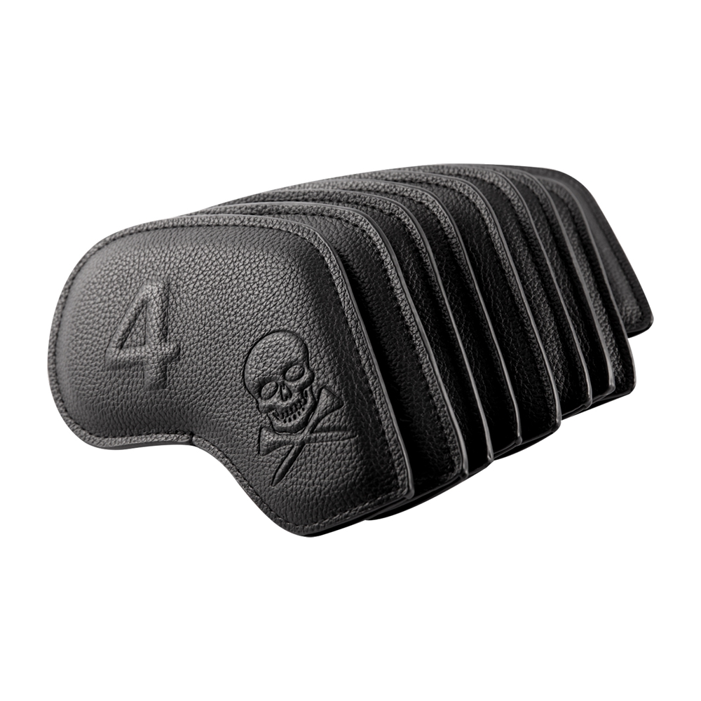 

10PCS Embossing Number Skull Logo PU Leather Iron Head Covers Set Paint Edge Golf Club Irons Headcover