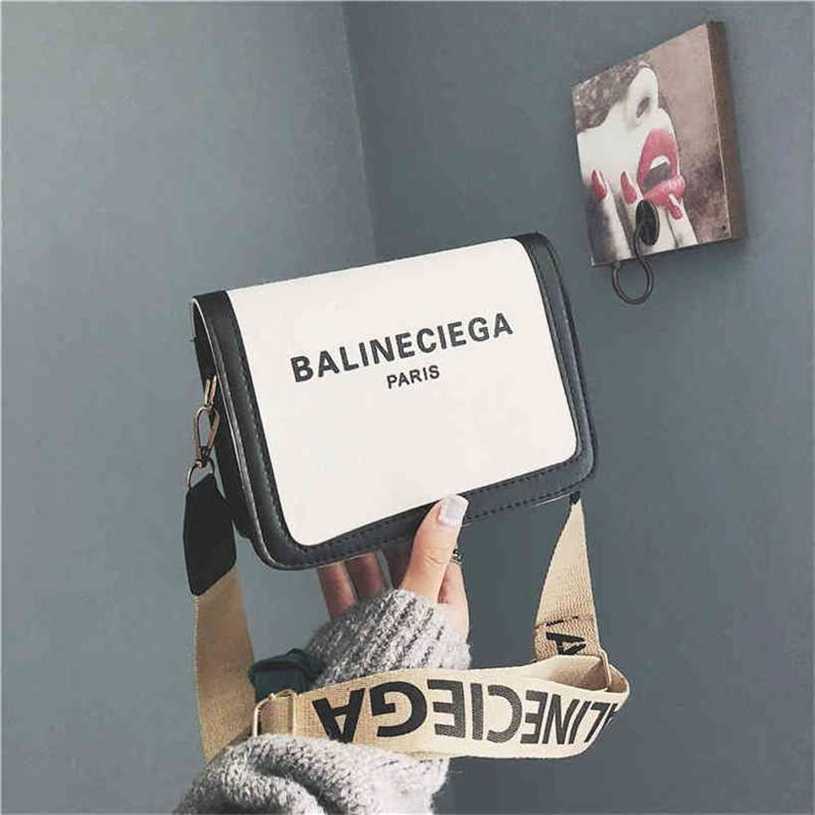 

12% OFF Handbag High quality 2023 new bag Small women's wide shoulder belt color contrast letter small square Korean summer chic Shoulder Messenger, White