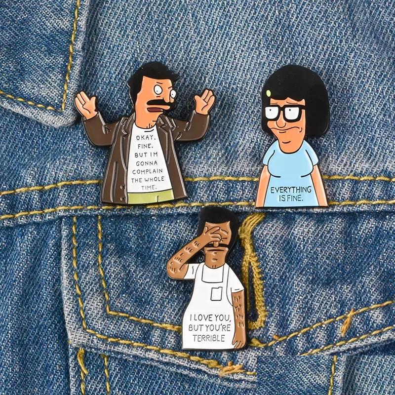 

Pins Brooches Seconds Enamel Pin I Love You Bob Complaining Badge Brooch Lapel Shirt Collar Everything Is Fine Jewelry Gift For Fri Dhtjx