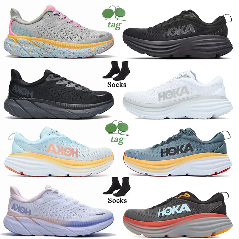 

Top Quality Hk Hoka Running Shoes Hokas One Bondi 8 Clifton Fiesta Blazing Orange Bondi8 Shell Coral Peach Parfait Lunar Rock Carbon x 2 Women Mens Trainer Sneakers, A30 clifton 8 (8) triple black