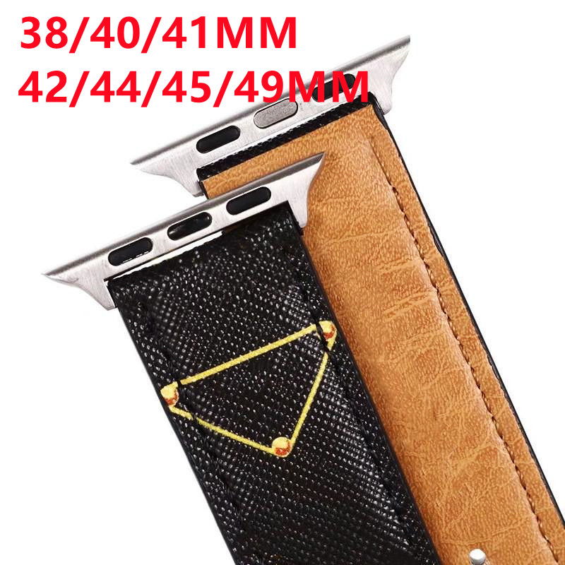 

Designer Watchbands Strap for Apple Watch Band 49mm 42mm 38mm 40mm 44mm 45mm iWatch 8 6 5 4 3 2 Bands Luxury PU Leather Straps Bracelet Fashion Letter Printed Watchband