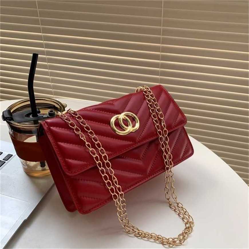 

26% OFF Handbag High quality 2023 new bag Spring and summer boutique checkered chain square simple advanced feeling small fresh women's, Red7