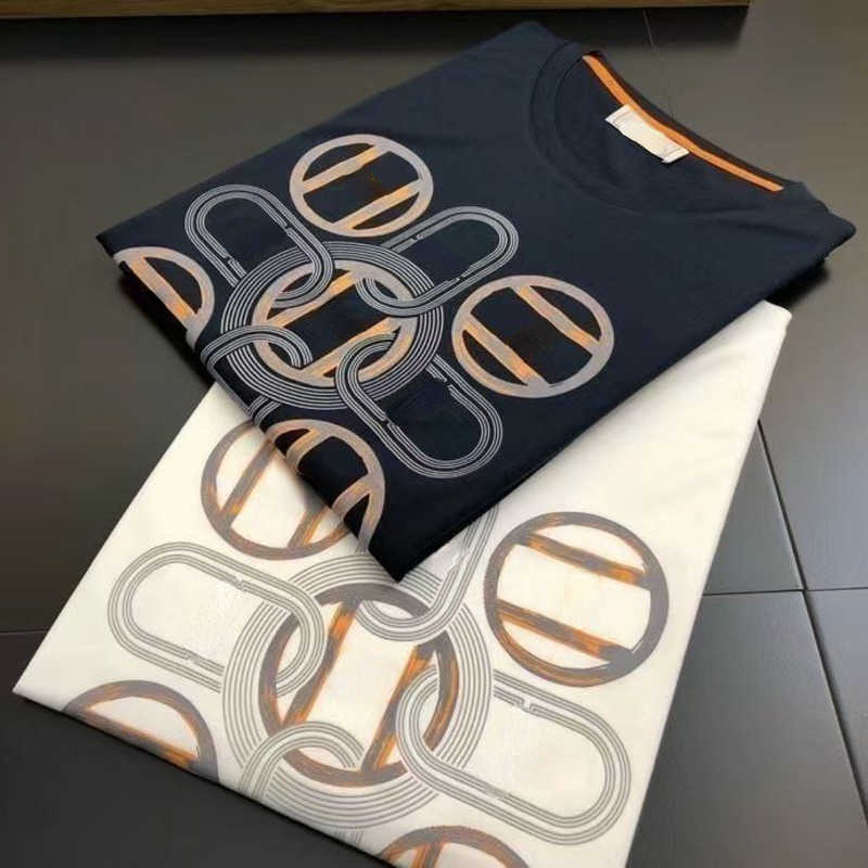 

H cotton t shirt designer tops hoodie chest print round neck short-sleeved pullover men women luxury T-shirts casual shirts summer breathable bottoming shirts S-4XL, White