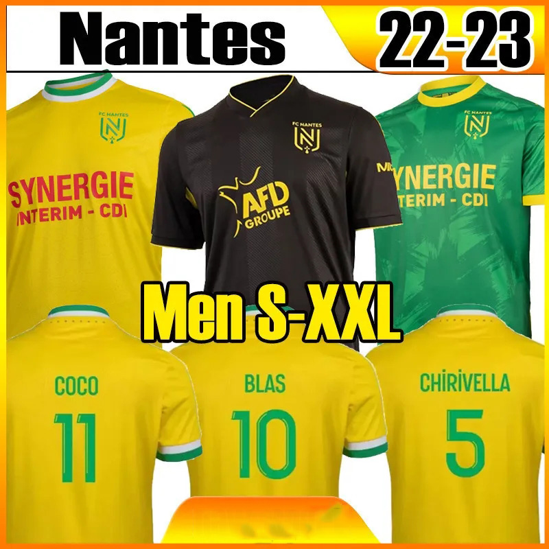

2022 2023 Maillots FC Nantes soccer jerseys SISSOKO 17 Etoile 22 23 GIROTTO BLAS COULIBALY KOLO MUANI SIMON Black Third football shirt men jersey shirt -XXL, 22 23 home patch