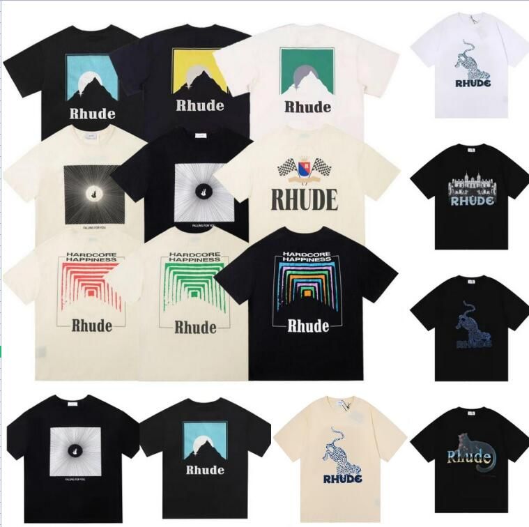 

America Tide Brand RHUDE Printed T Shirt Men Women Washed Do Old Round Neck treetwear T-shirts Spring Summer High Street Style Quality Rhude Top Tees Asian size -XL, Not sold separately (add postage)