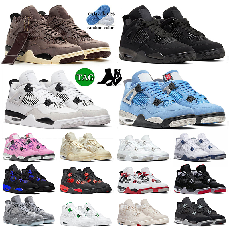 

2023 Arrival Basketball Shoes 4s Black Cat A Ma Maniere Military Black University Blue Pink OW Sail Midnight Navy Red Thunder Jumpman 4 Mens Women Sneakers Sports 36-47, A16 kaws grey 40-47