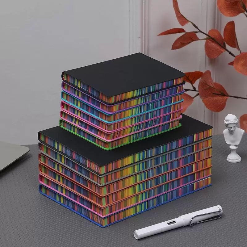 

Custom Notebook PU Leather Soft Copy Custom Logo Foiling Spray Edge Provide Design Draft Customization Personalized Full-Print Any Size