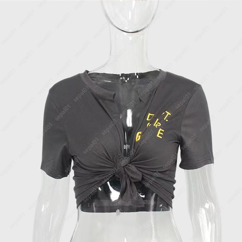 23ss Womens V-Neck Cardigan Solid Color T shirt Half Sleeve Printed Crop Slim Fashion Sexy Open Collar Tshirts
