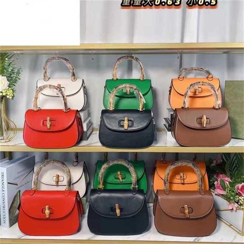 

22% OFF Handbag High quality 2023 new bag bamboo solid color shoulder messenger hand saddle women's, Red10