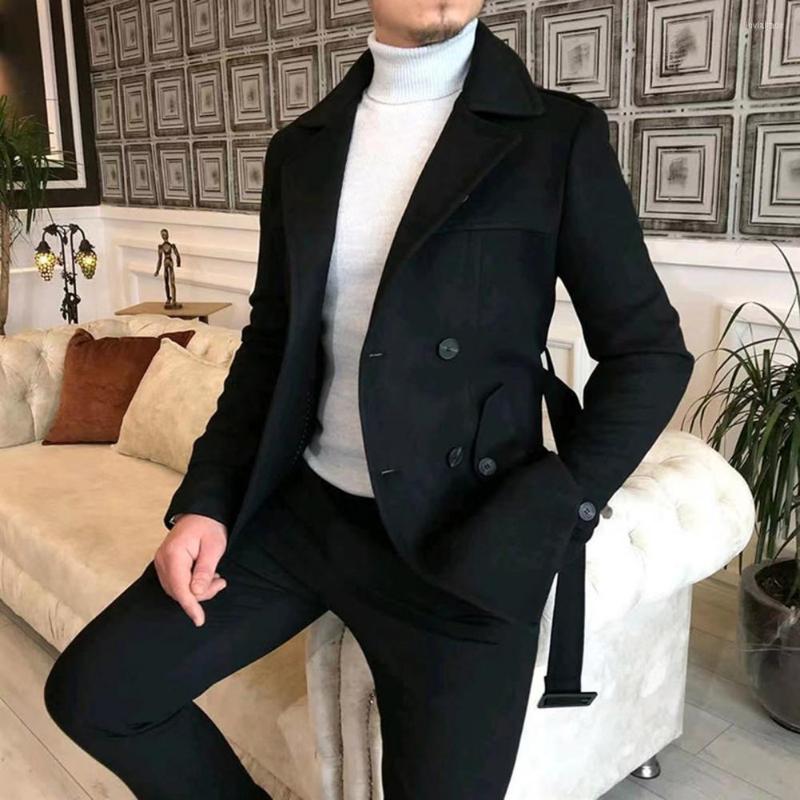 Men's Trench Coats Men Outerwear Winter Coldproof Turndown Collar Jacket Blazer Long Sleeves Washable For Outdoor
