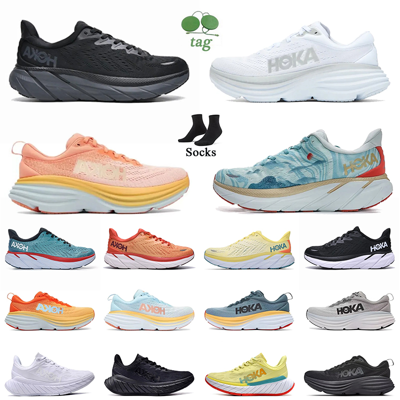 

Top Fashion Hoka One Bondi 8 Running Shoes For Women Mens Hokas Bondi8 Triple Black White Amber Yellow Clifton 8 landscape painting Carbon x 2 Trainers Sneakers Size 11, A30 clifton 8 (8) triple black