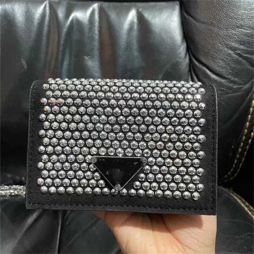 

36% OFF Handbag High quality 2023 new bag family trend mini small Rhinestone full diamond zero wallet women's chain, Black4