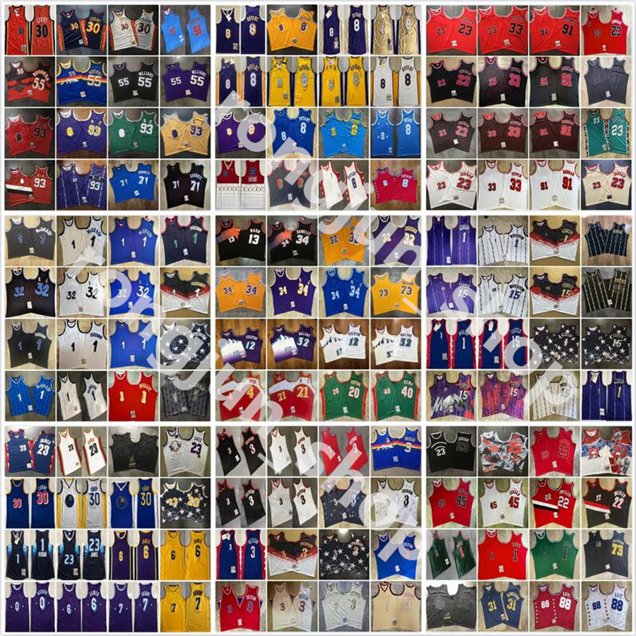 

Real Stitched Retro Mitchell Ness Basketball Jerseys Ray Iverson Rose Kukoc Pippen Rodman Garnett Pierce Webb Smith Mutombo McGrady Hardaway Ewing Wade Carte, Choose number on picture