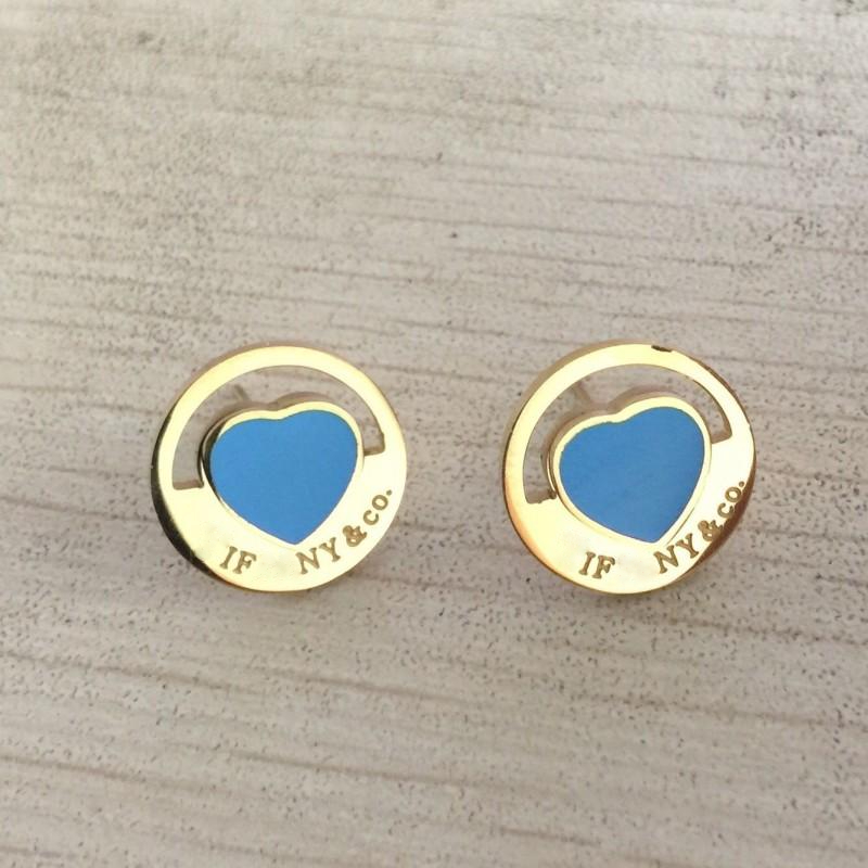 Les femmes de style classique de qualité aiment les goujons de coeur mignon taille 3 couleur luxe titane en acier boucles d'oreilles logo cadeaux