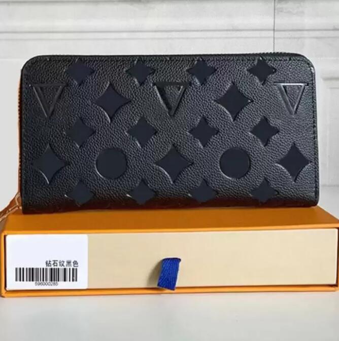 

2023Fashion Women Wallet Black empreinte clutch lady ladies long wallet pu leather single zipper wallets classical coin purse card holder, White lattice