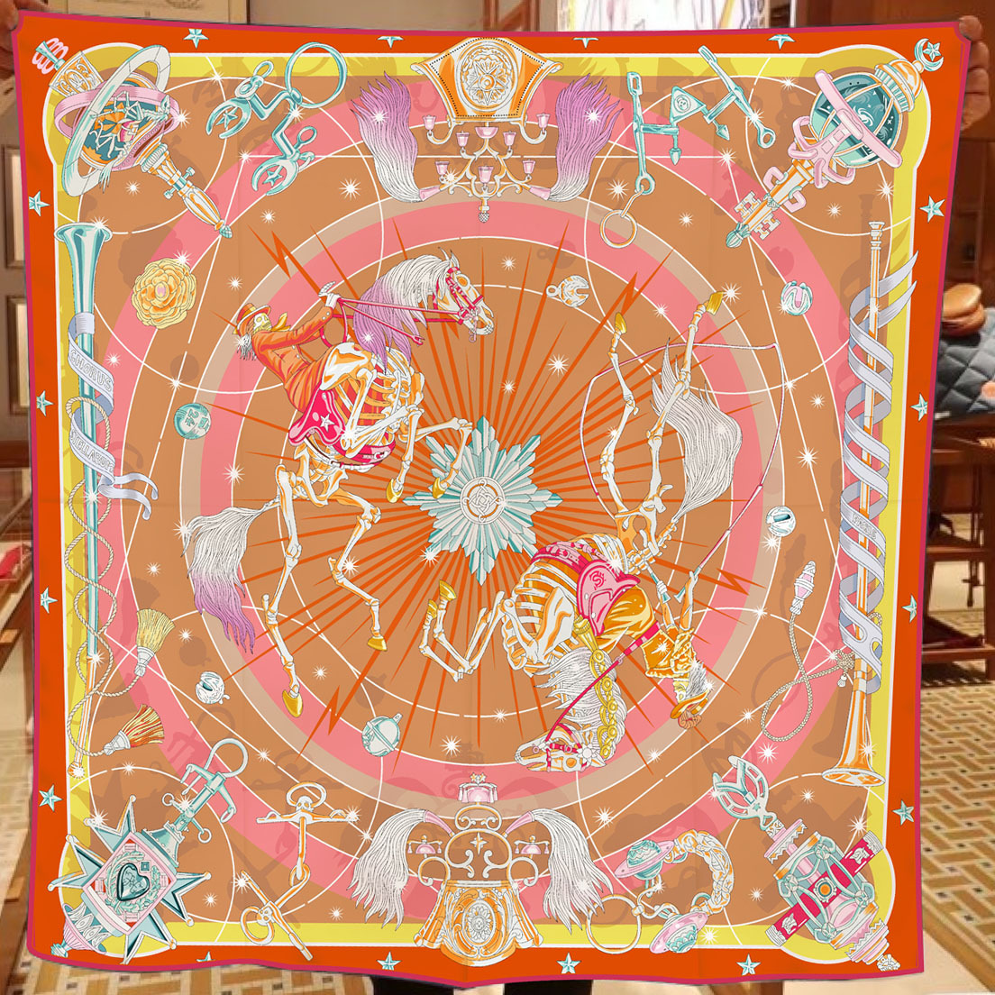 

2023 new women shawls 90x90cm star horse print Square towel slik satin Bare-chested travel Headband scarf female scarves