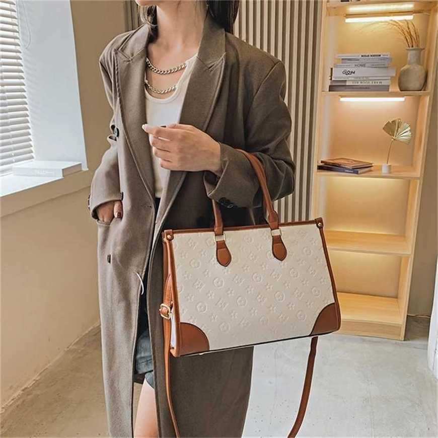 

26% OFF Handbag High quality 2023 new bag Luxury women's advanced sense splicing large capacity Tote hand-held shoulder, White