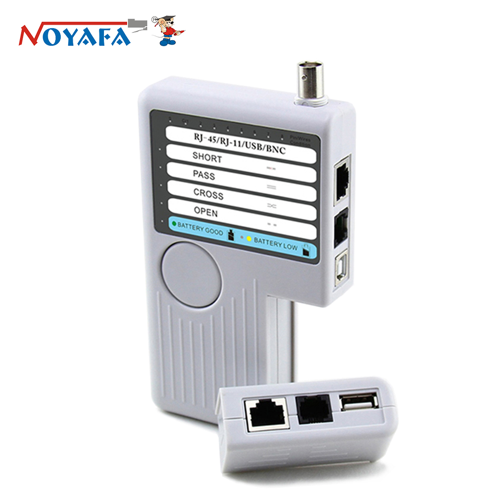 

NOYAFA NF-3468 4 in 1 Network Cable Tester Remote BNC RJ45 RJ11 USB Hand-hold Cables Testers for UTP STP Cables Tracker 9V Alkaline battery (Excluded) tools